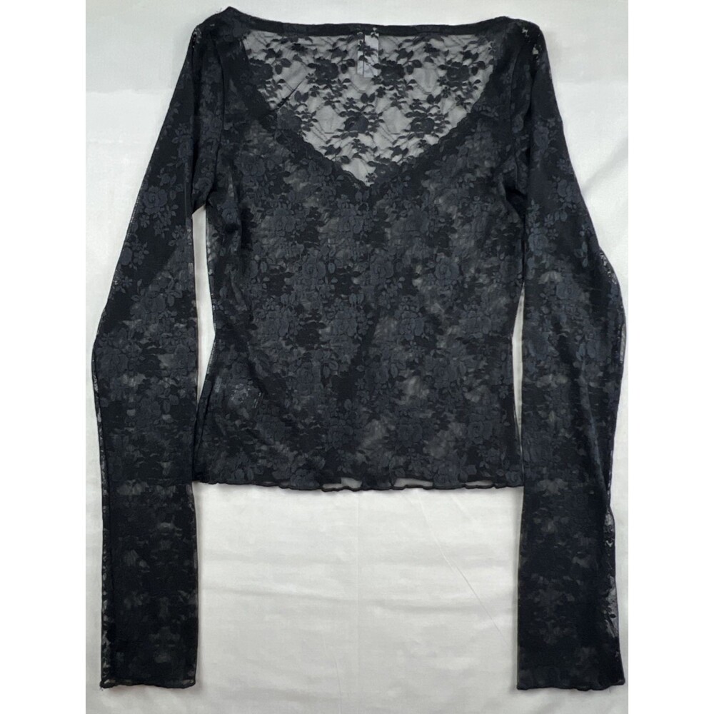 Urban Outfitters Out From Under Women's Lace Long Sleeve Black Top Medium - Picture 2 of 7